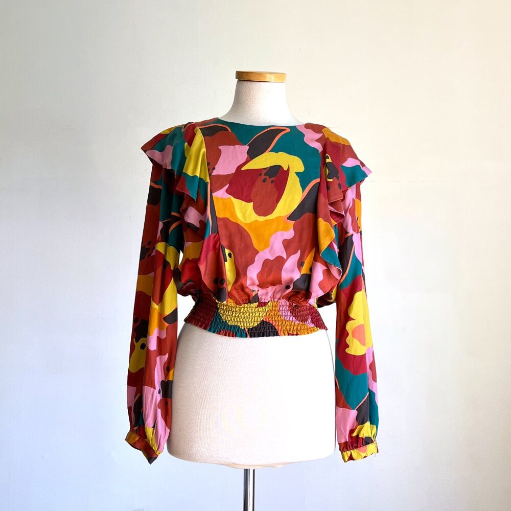 NWT Women's Marine Layer Exploded Floral Brooklyn Blouse Shirt Size Medium